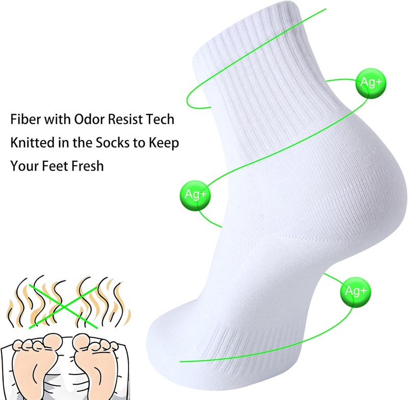 WindCrosser Womens Anti Odor Blister Proof Seamless Breathable Cotton Thin Quarter Crew/Ankle Daily Socks, Size 6-10 - Image 3